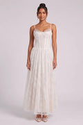 White Lace Corset Midi Dress Flowering Girl