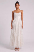 White Lace Corset Midi Dress Flowering Girl