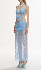 Latiece Blue Lace Three-Piece Swimsuit Flowering Girl