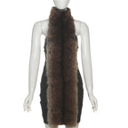Eartha Strapless Mesh Furry Mini Dress Flowering Girl