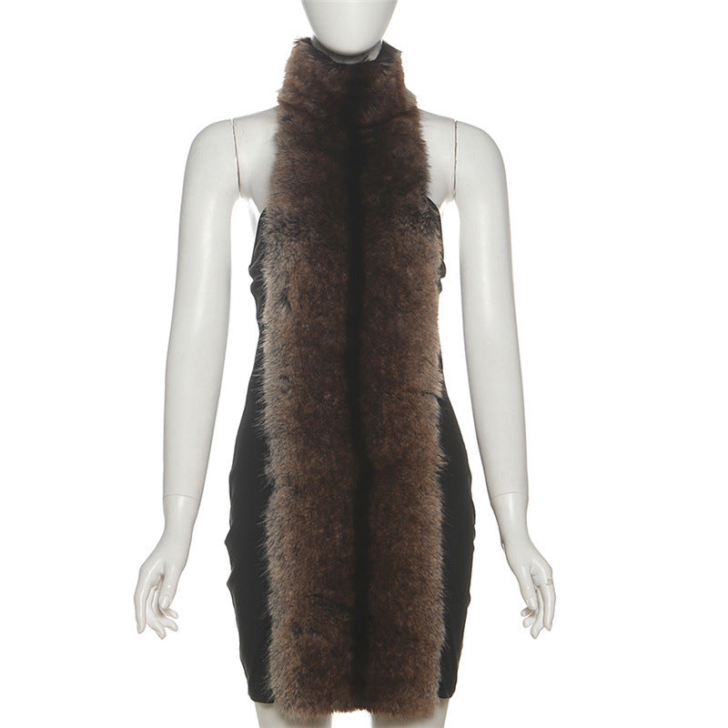 Eartha Strapless Mesh Furry Mini Dress Flowering Girl