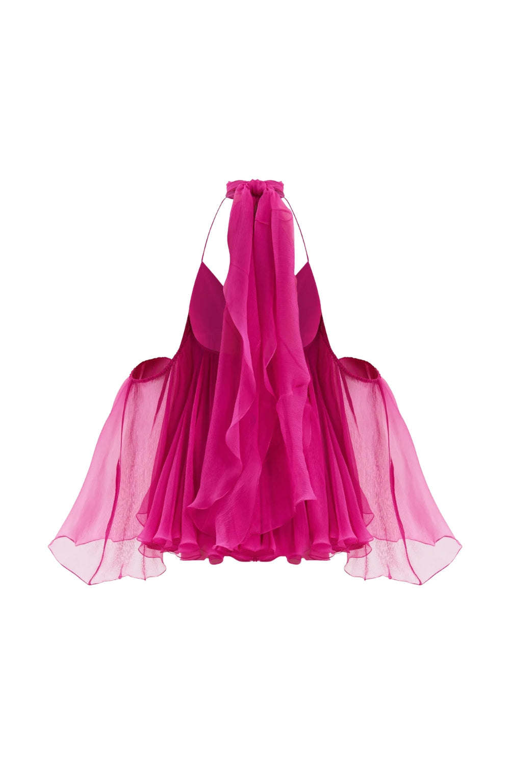 Erica Halter Neck Lace-Up Backless Mini Dress - Fuchsia Flowering Girl
