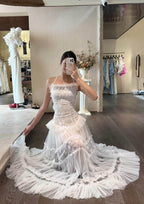 Hermosa Lace Splicing Layer Maxi Dress In White Flowering Girl