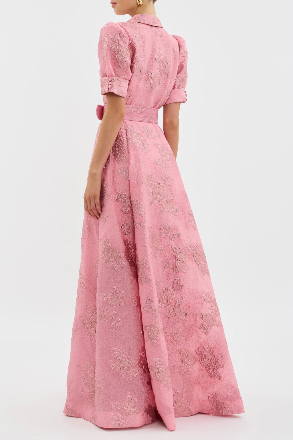 Annette Floral Embellished Button Gown In Pink Flowering Girl