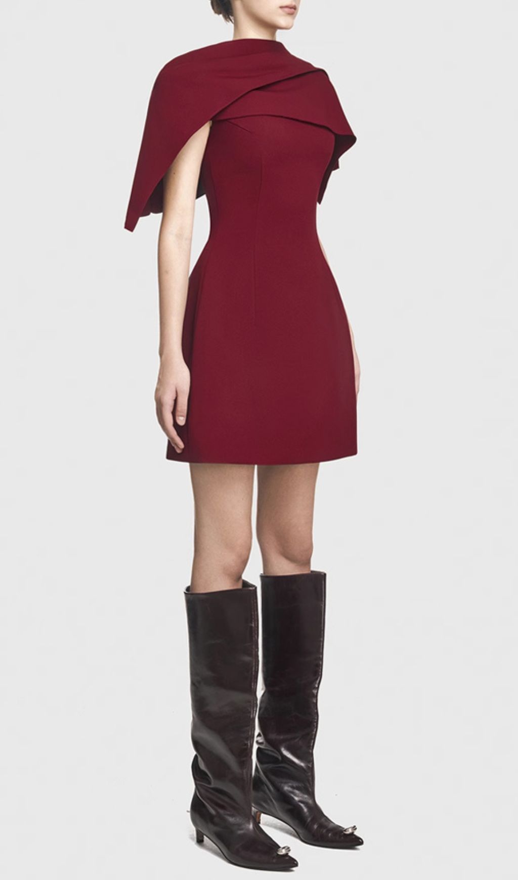 Gainell Wine Irregular Shoulder Mini Dress Flowering Girl