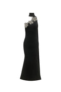 Emily Diamond Flower Bandage Maxi Dress in Black Flowering Girl