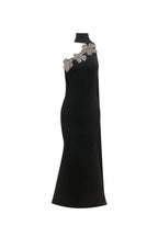 Emily Diamond Flower Bandage Maxi Dress in Black Flowering Girl