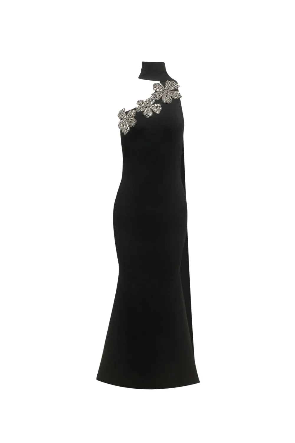 Emily Diamond Flower Bandage Maxi Dress in Black Flowering Girl