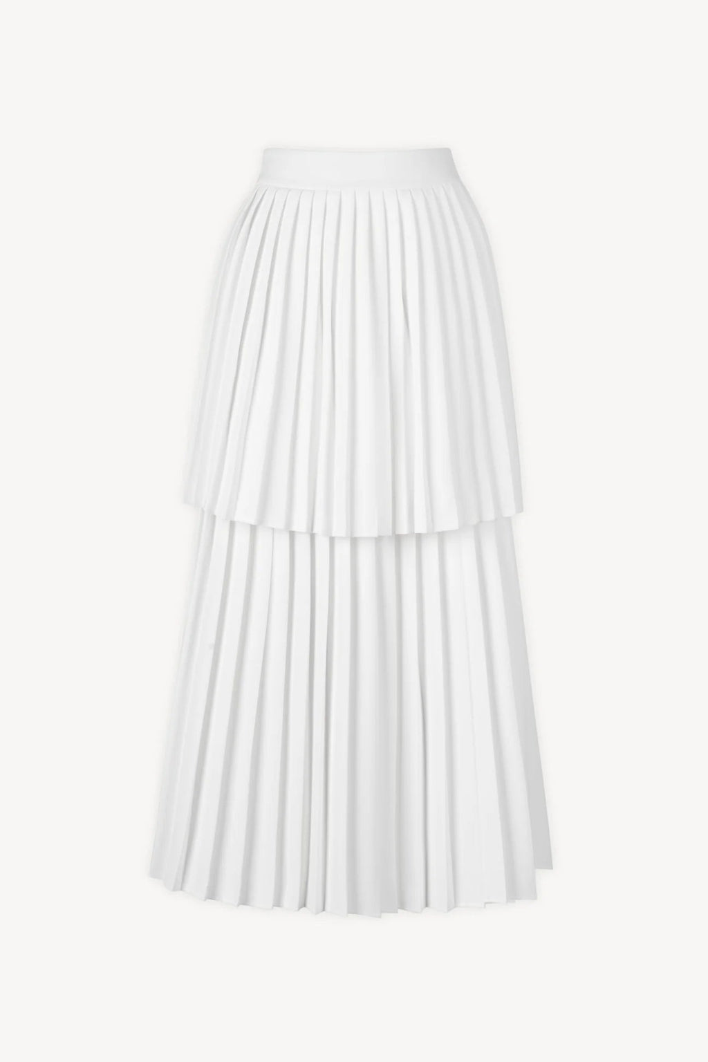 Sleeveless Pleated Layer Skirt Suit In White Flowering Girl