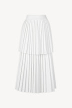 Sleeveless Pleated Layer Skirt Suit In White Flowering Girl