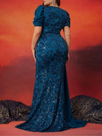 Marcie Sequin Plus Size Maxi Dress Flowering Girl