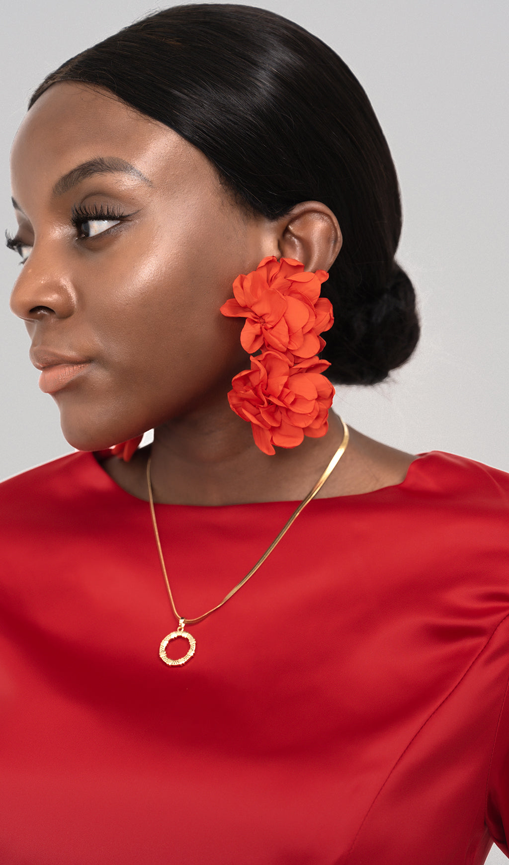 RANDA RED SATIN LONG SLEEVE MINI DRESS Flowering Girl