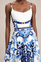 Kaona Halter Floral Printed Top And Skirt Two-Piece Set Flowering Girl