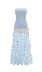 Keala Blue Strapless Mesh Maxi Dress Flowering Girl