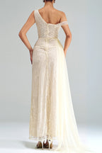 Spaghetti Strap Appliqued Floral Split Maxi Dress Flowering Girl
