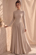 Beige Ribbed Knit Maxi Dress Flowering Girl