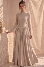 Beige Ribbed Knit Maxi Dress Flowering Girl
