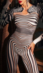 Assisi Tulle Trimmed Zebra Printed Jumpsuit Flowering Girl
