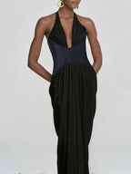 Marti Black Halter Maxi Dress Flowering Girl