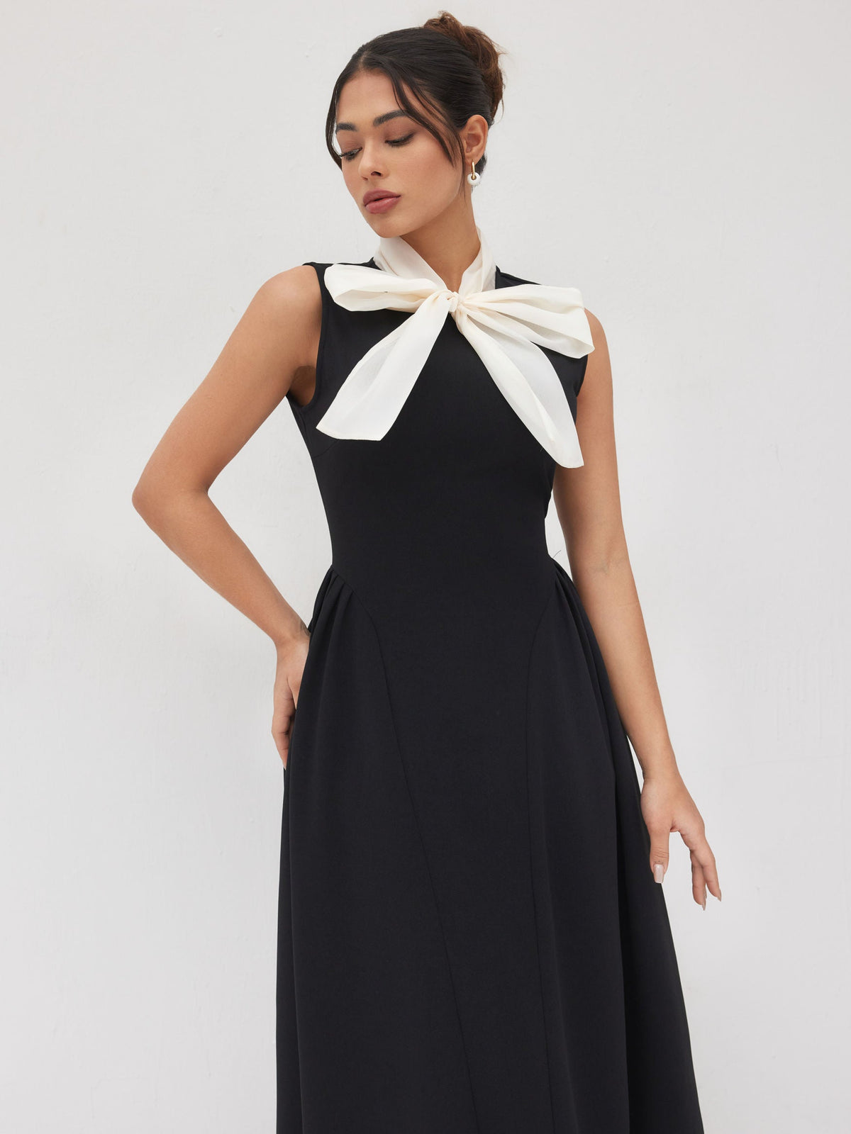 Two Tone Bow Tie Ruffle Midi Dress Flowering Girl