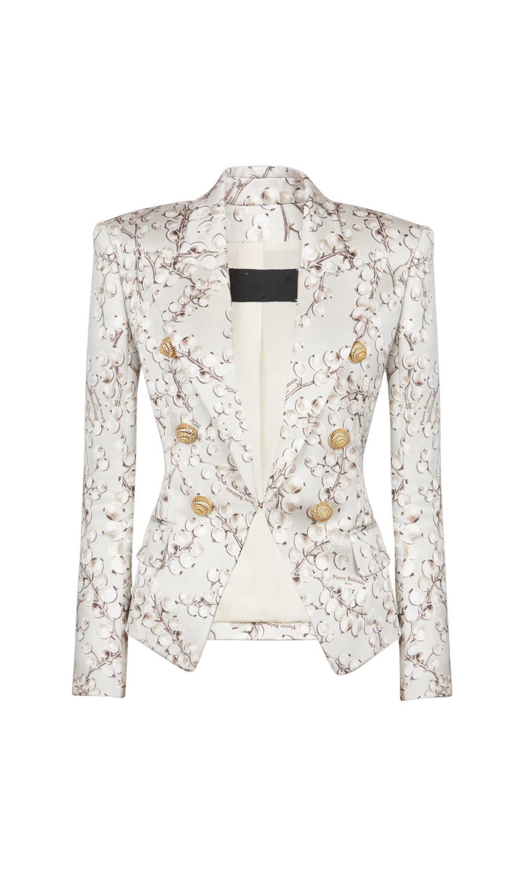 6-Button Satin Jacket With Redcurrant Print Flowering Girl