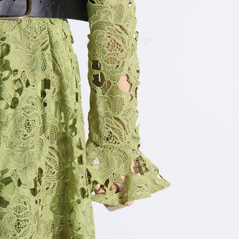 Adora Olive Lace Sleeve Midi Dress Flowering Girl