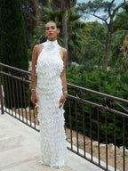 Melba White Halter Maxi Dress Flowering Girl