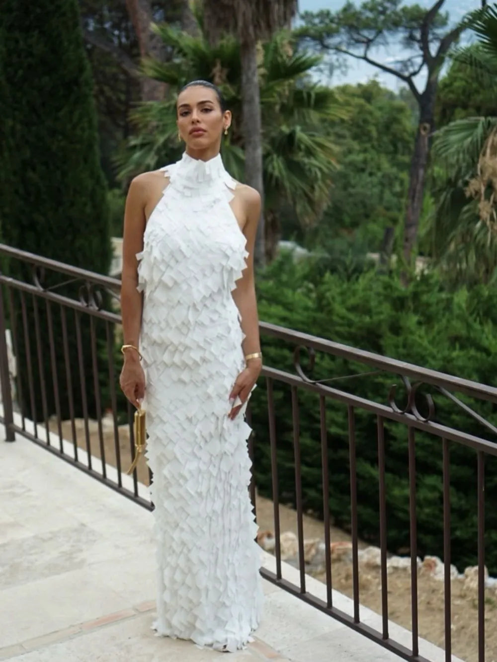Melba White Halter Maxi Dress Flowering Girl