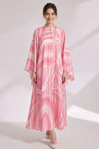 Pink Psychedelic Swirl Kaftan Dress Flowering Girl