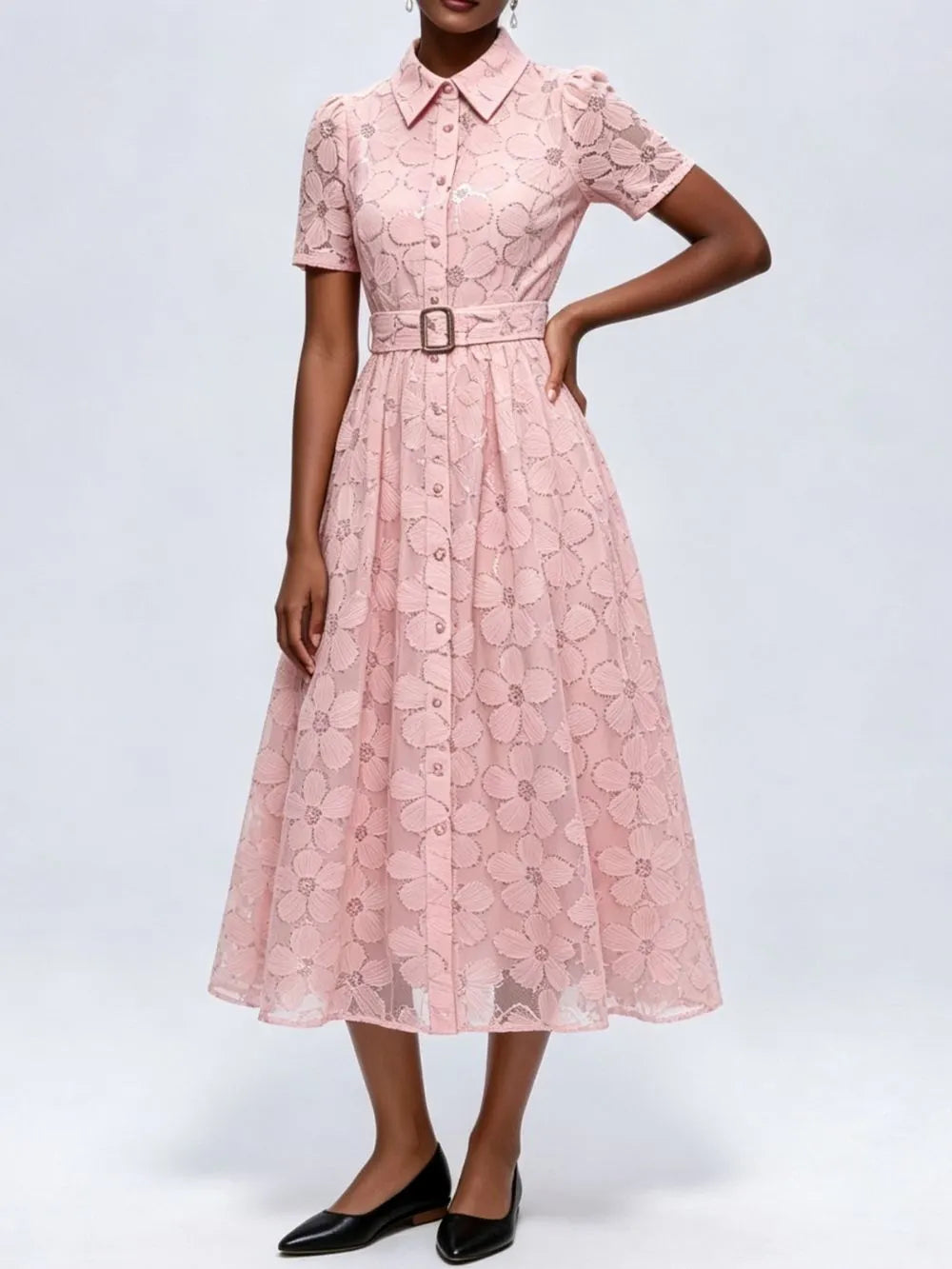 Mahi Pink Floral Midi Dress Flowering Girl