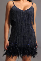 Kamo Sequin Fringes Mini Dress Flowering Girl