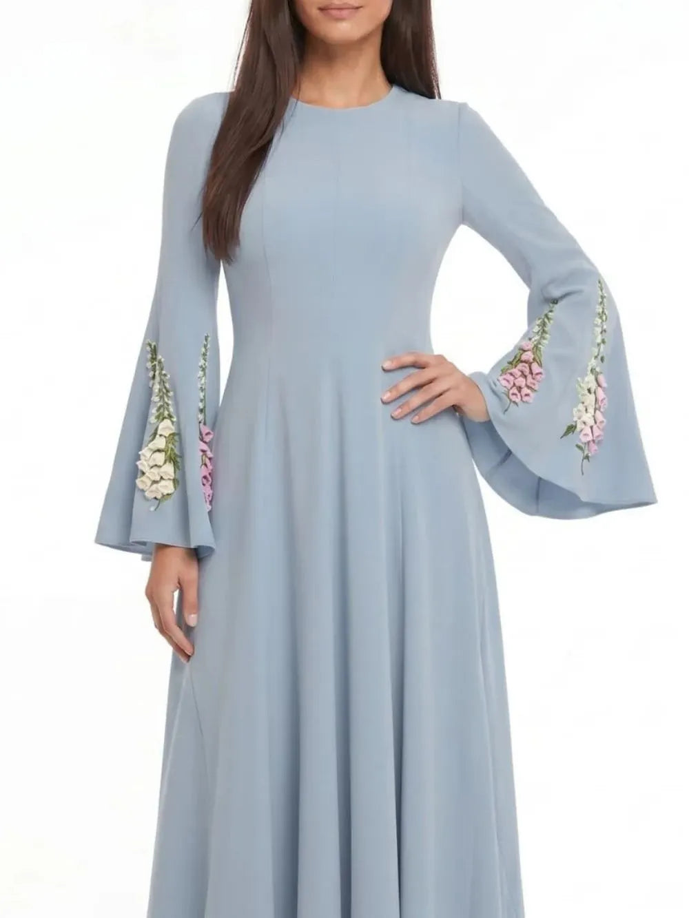 Vestra Flared Sleeve Flower Maxi Dress Flowering Girl
