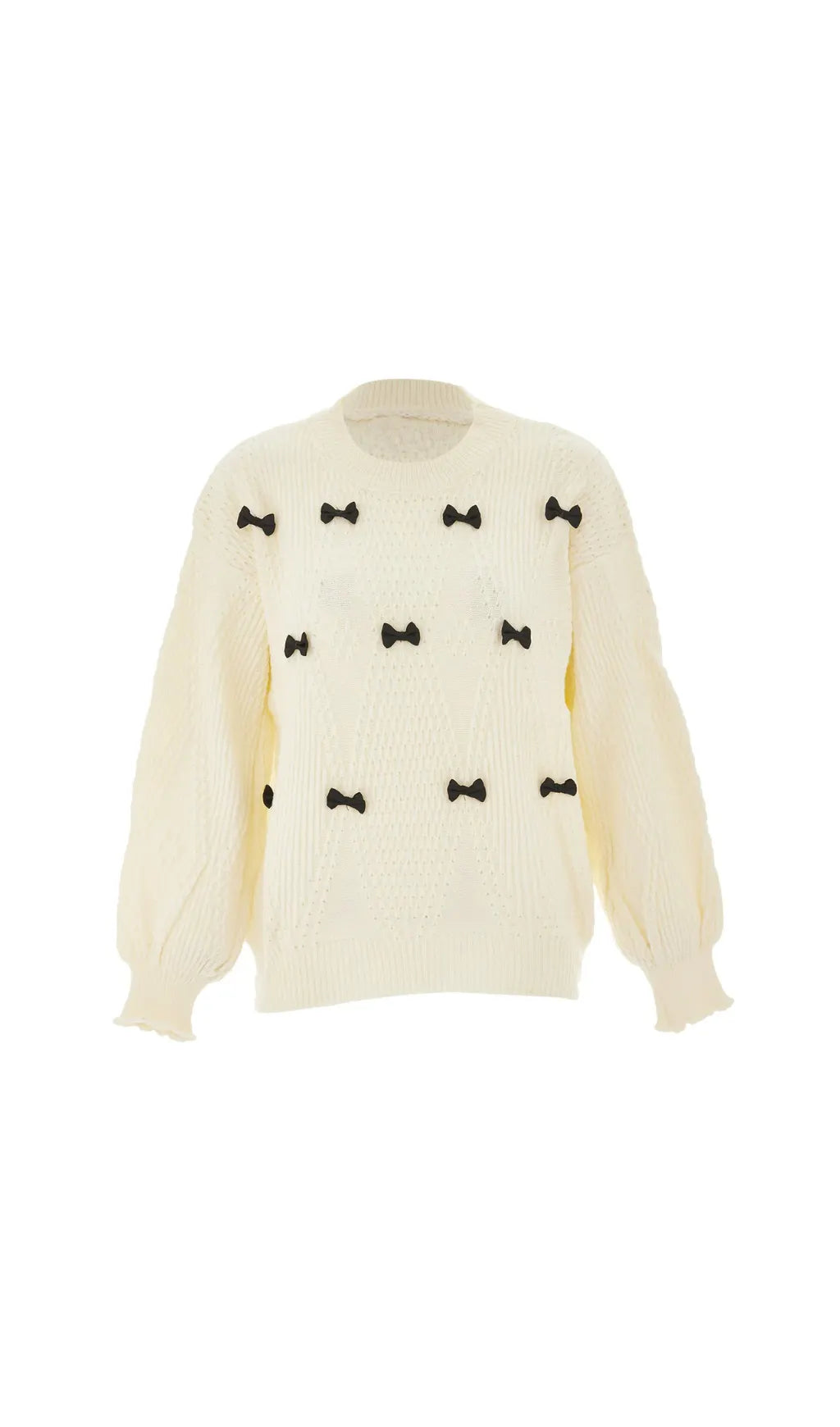 POINTELLE KNIT MINI BOW SWEATER Flowering Girl