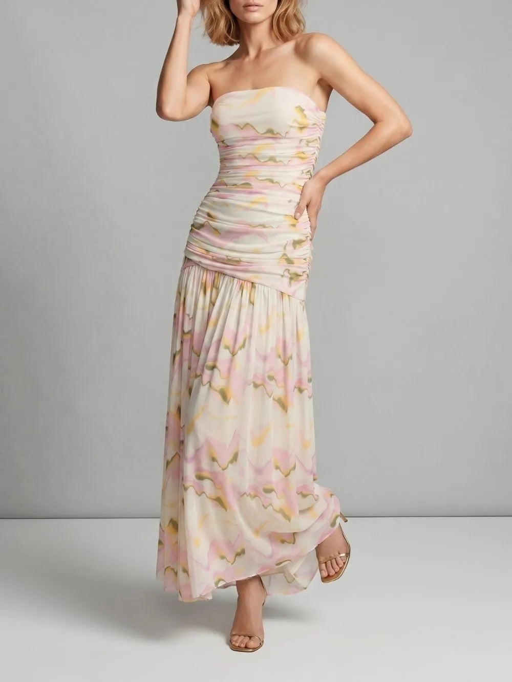 Maile Strapless Printed Maxi Dress Flowering Girl