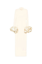Rachel Ruffled Crystal-Embellished Crepe Mock-Neck Gown Flowering Girl