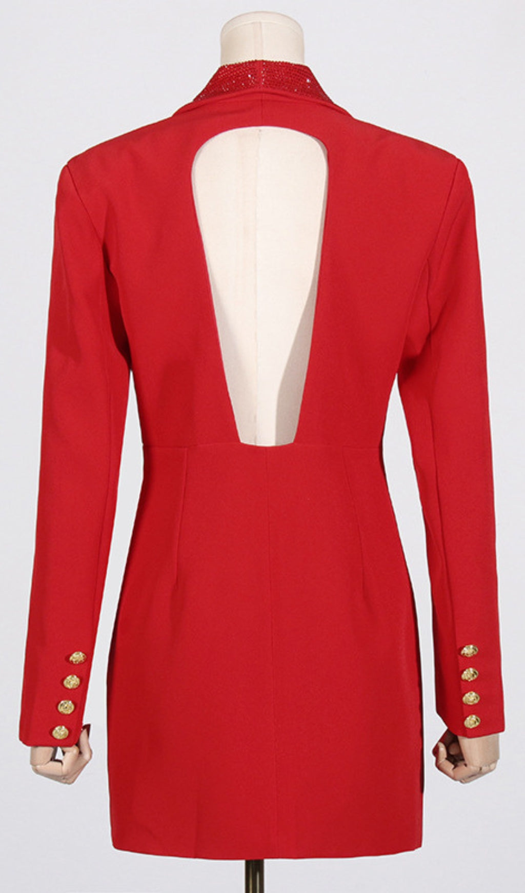 Dana Red Deep-V Diamante Backless Blazer Flowering Girl