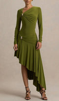 Nedelya Long Sleeve Draped Midi Dress Flowering Girl