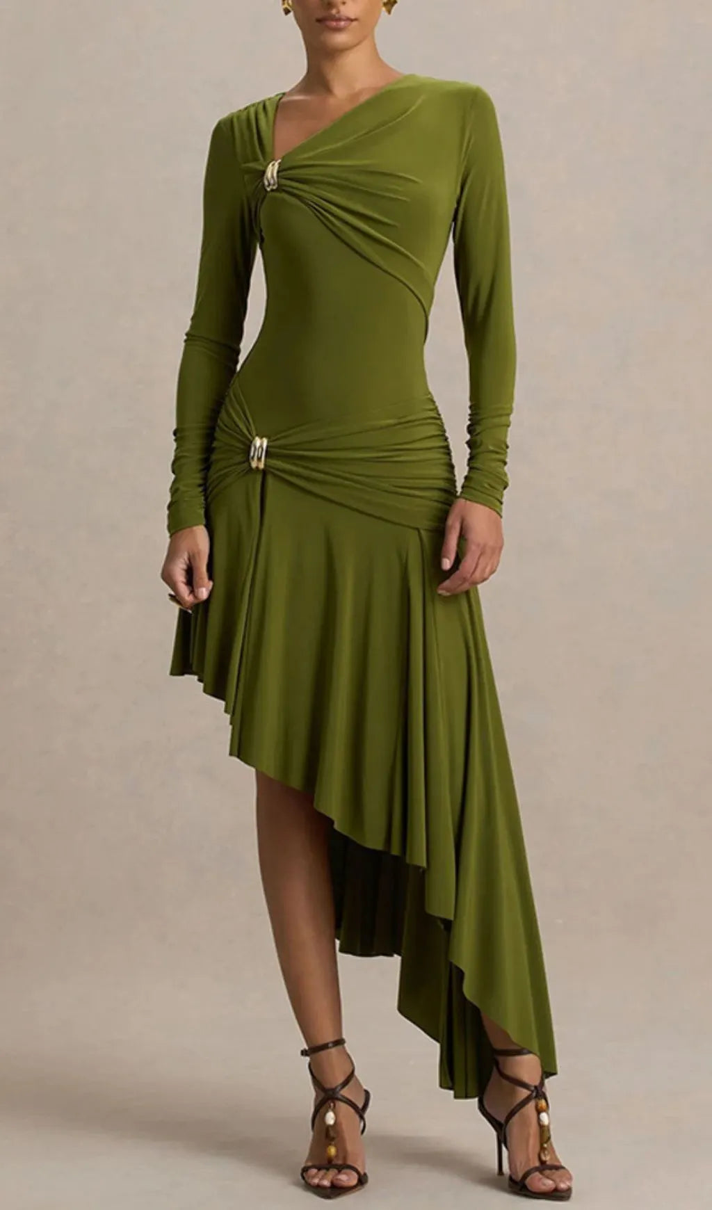 Nedelya Long Sleeve Draped Midi Dress Flowering Girl