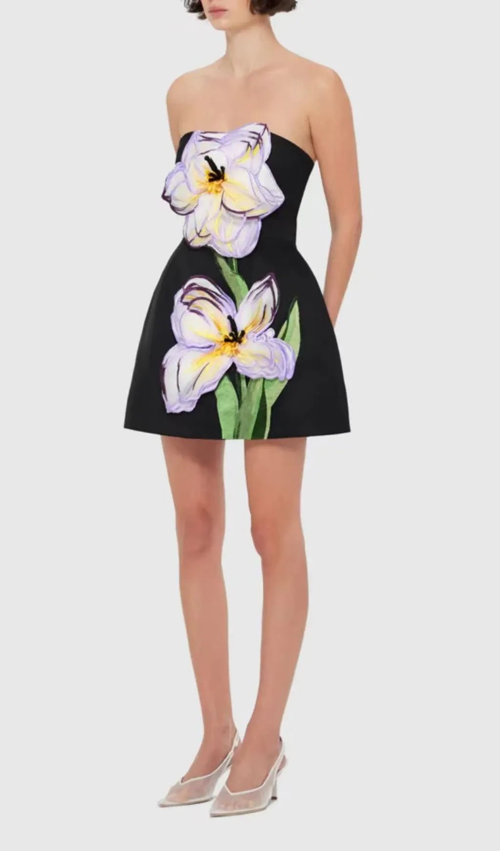 Evalina Strapless Flower Mini Dress Flowering Girl