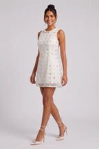 Pearl-Neckline Sequin Mini Dress Flowering Girl