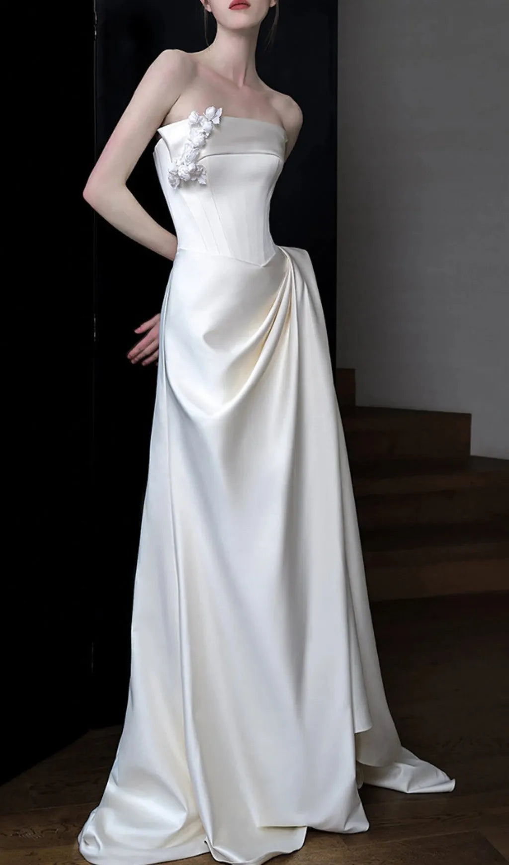 Avia White Satin Corset Wedding Dress Flowering Girl