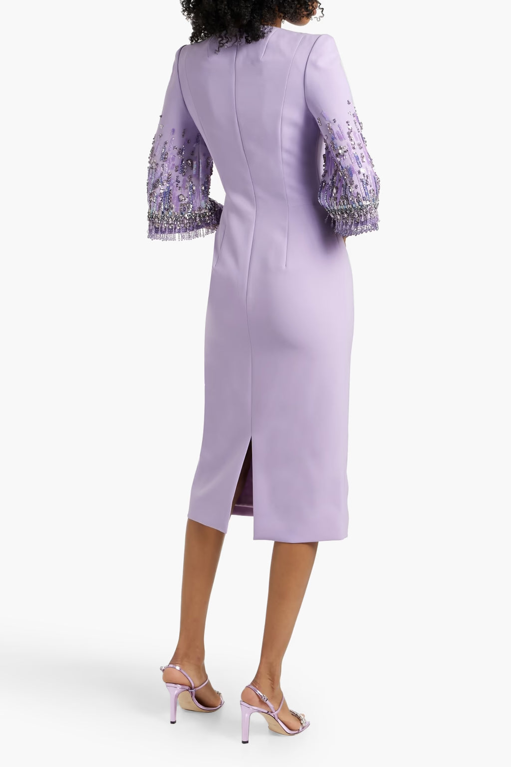 bergman embellished crepe midi dress in lavender Flowering Girl
