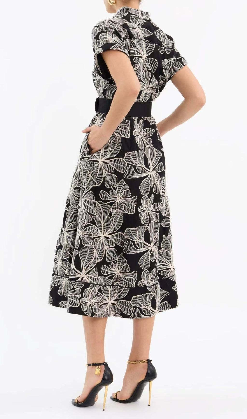 Davan Black Flower Midi Dress Flowering Girl