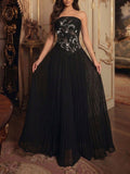 Marivel Black Strapless Diamante Top & Pleated Skirt Flowering Girl