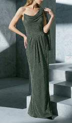 Jenae Olive One-Shoulder Maxi Dress Flowering Girl