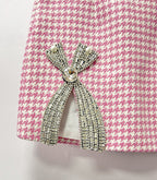 Helen Embellished Checked Wool-Blend Blazer Set In Pink Flowering Girl