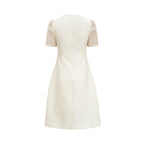 Hermosa 3d Floral Embroidered Hollow Midi Dress In Apricot Flowering Girl