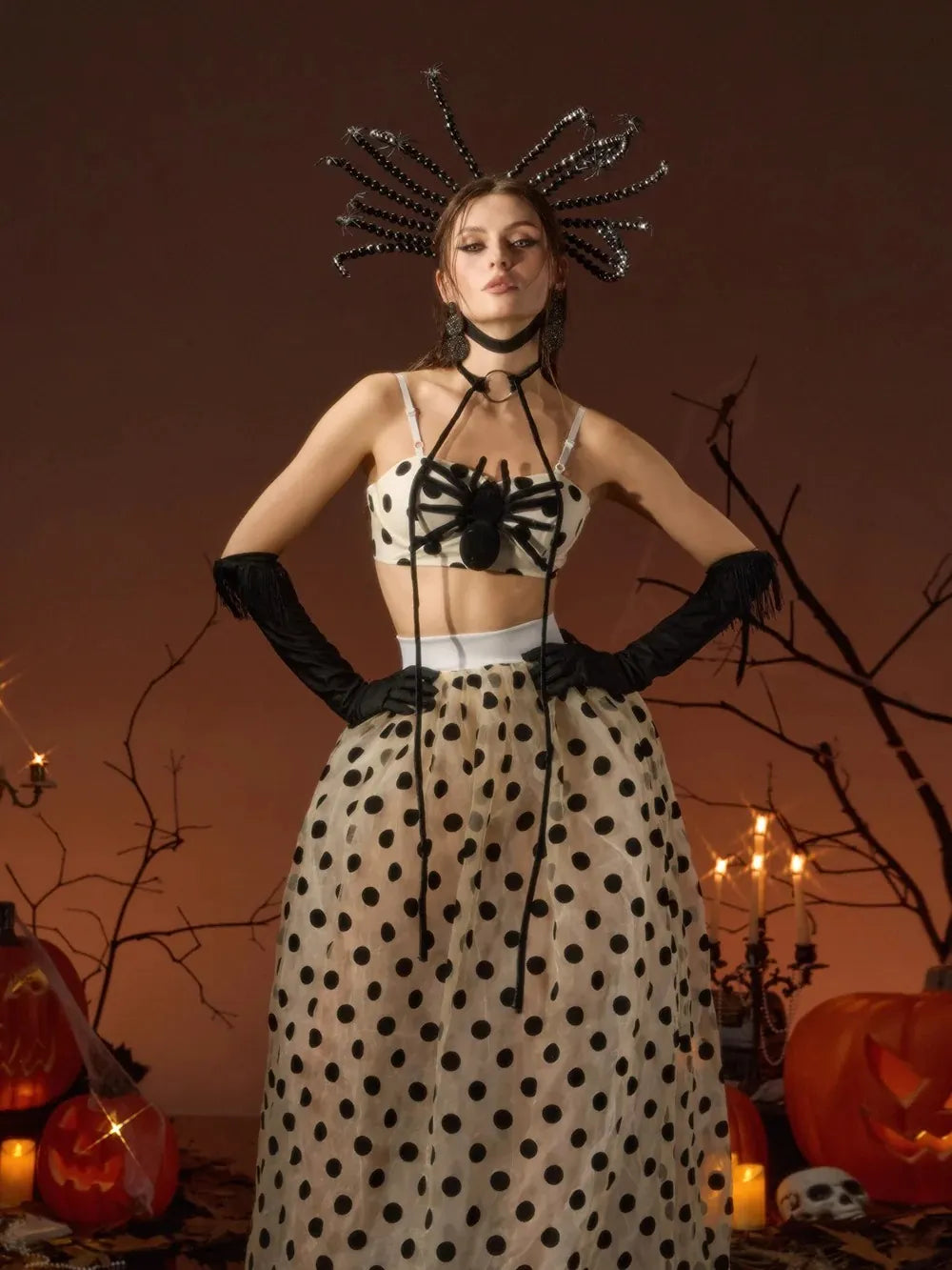 Galessa Spaghetti Spider Dot Skirt Set Flowering Girl
