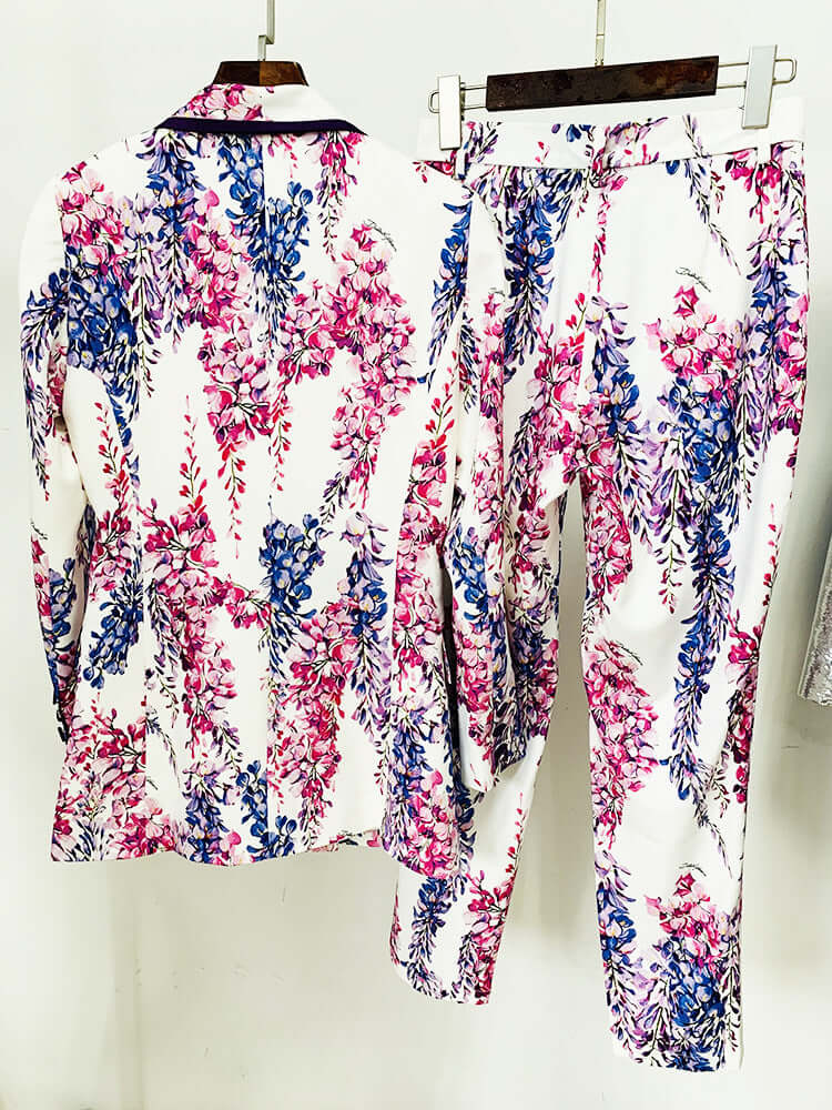 Anastazja Purple Floral Blazer Set Flowering Girl