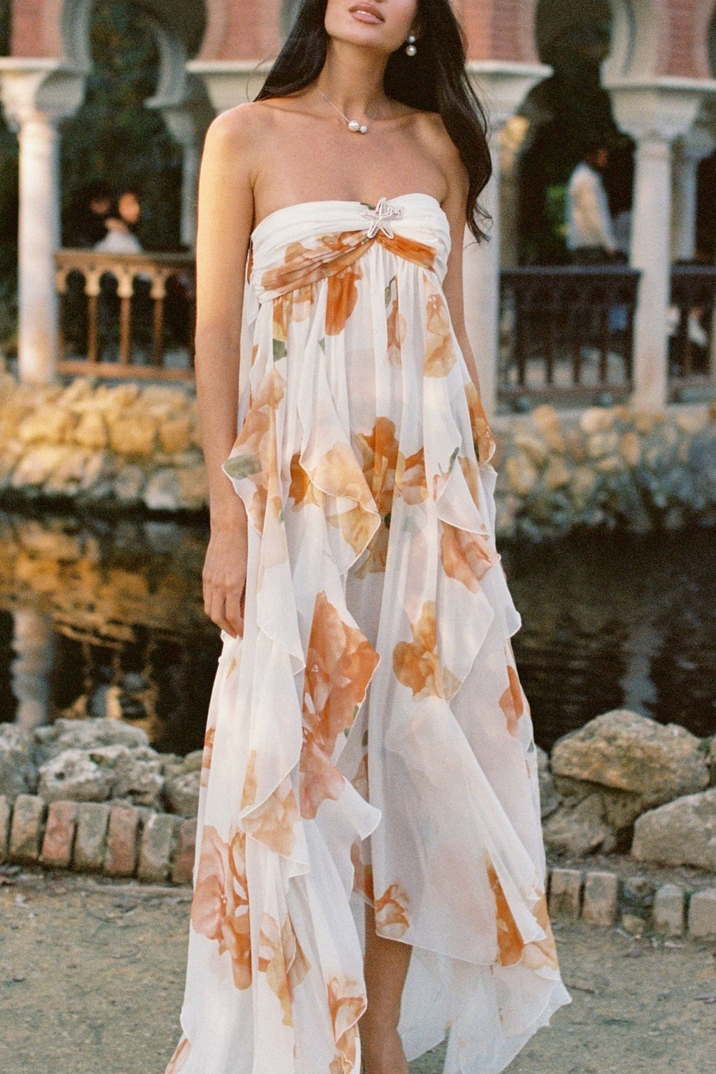 Takala Floral Halter Backless Split Maxi Dress Flowering Girl